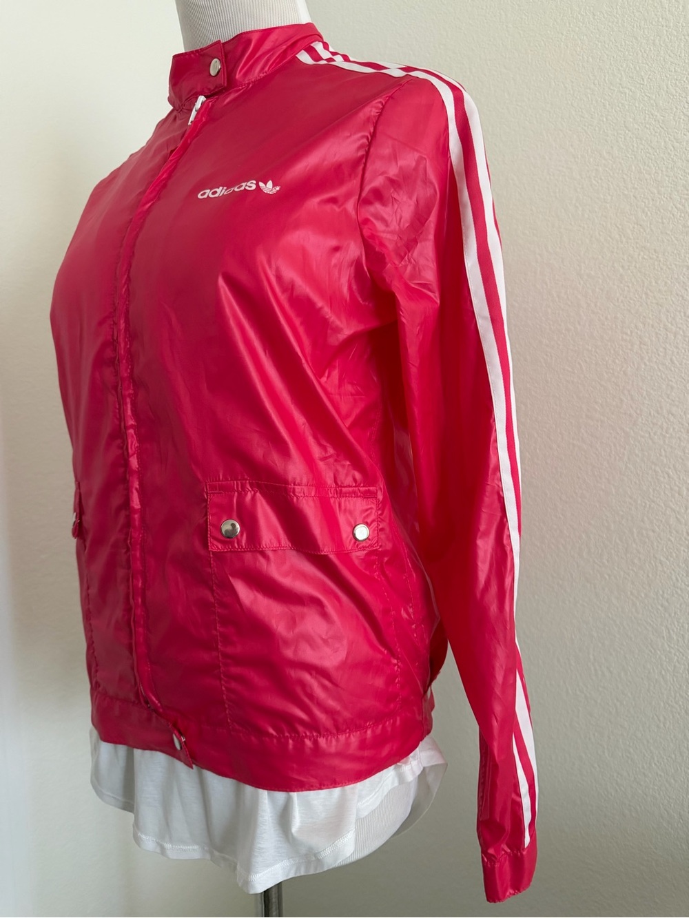 NWT Vintage 2005 Adidas Pink Glossy Breaker Windbreaker Jacket - Picture 5 of 13